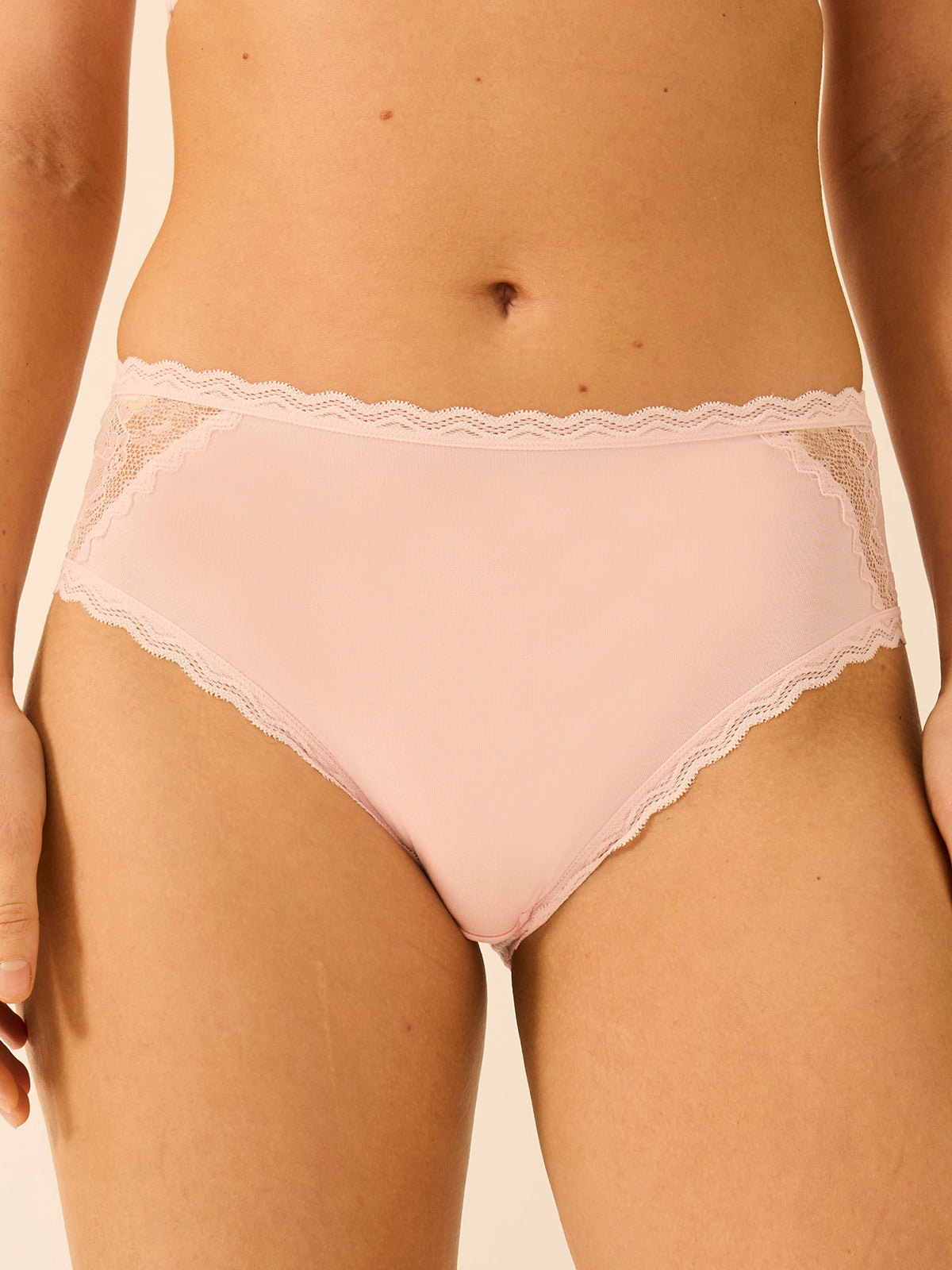 Eco Lace High Rise Knicker Four Pack - Navy & Pale Pink