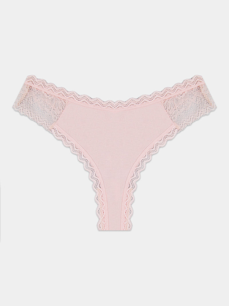 Eco Lace Thong - Pale Pink