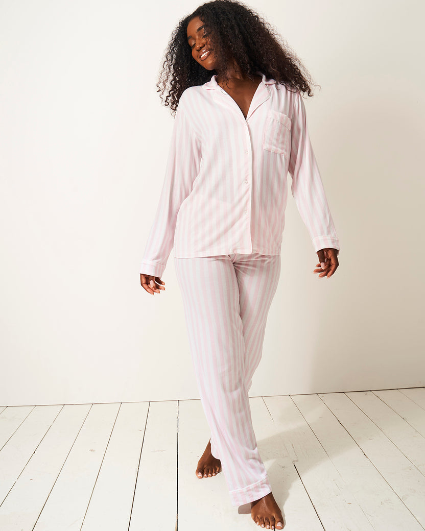 Long Pyjama Set - Pale Pink Stripe | Sustainable TENCEL™ Nightwear ...