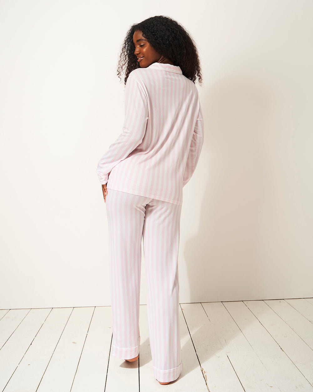 Long Pyjama Set - Pale Pink Stripe | Sustainable TENCEL™ Nightwear ...