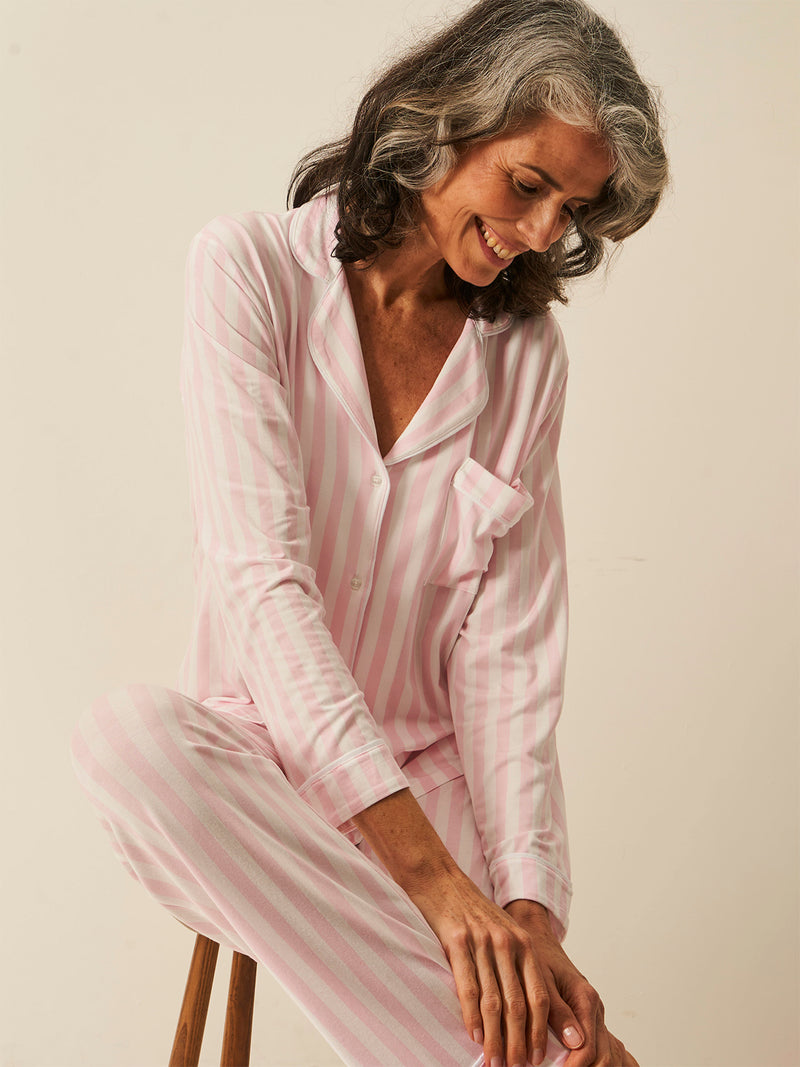 Long Pyjama Set - Pale Pink Stripe