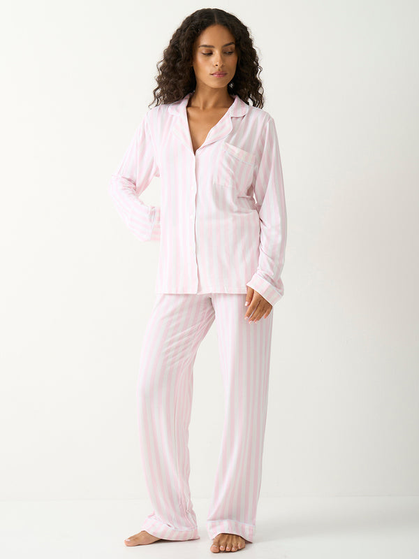 Long Pyjama Set - Pale Pink Stripe
