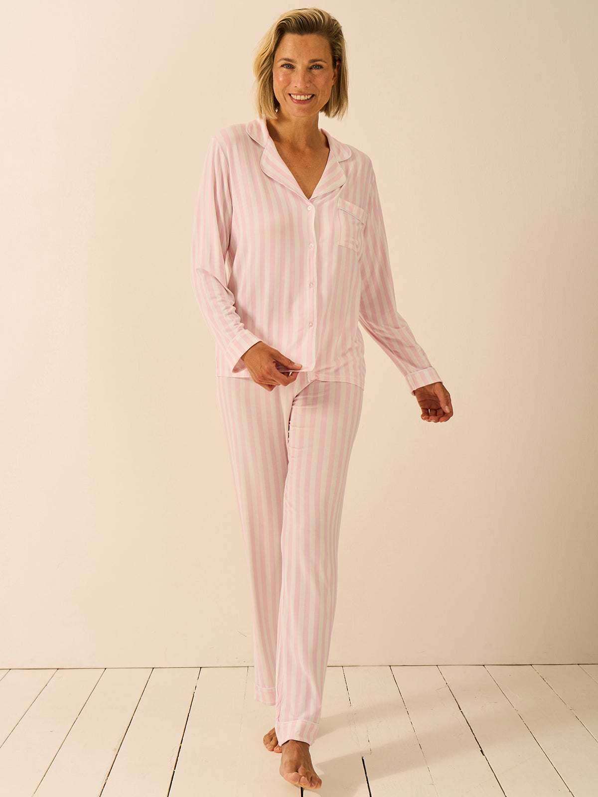 Long Pyjama Set - Pale Pink Stripe