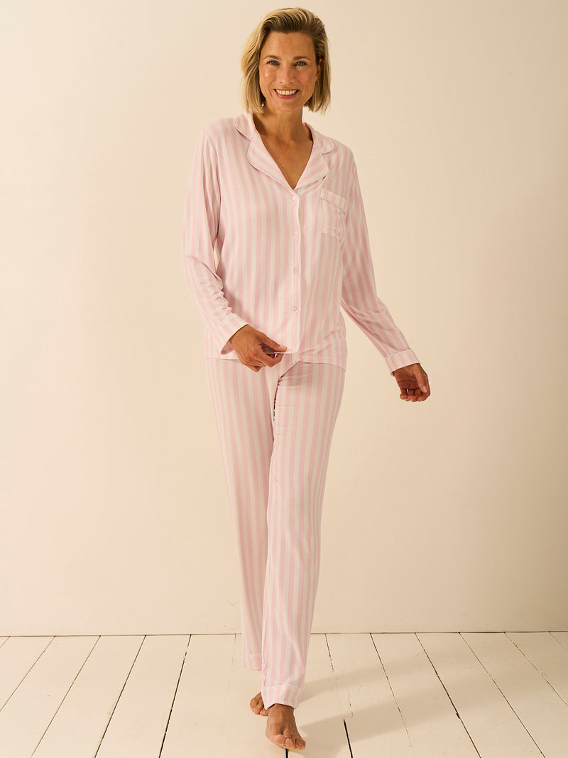 Long Pyjama Set - Pale Pink Stripe