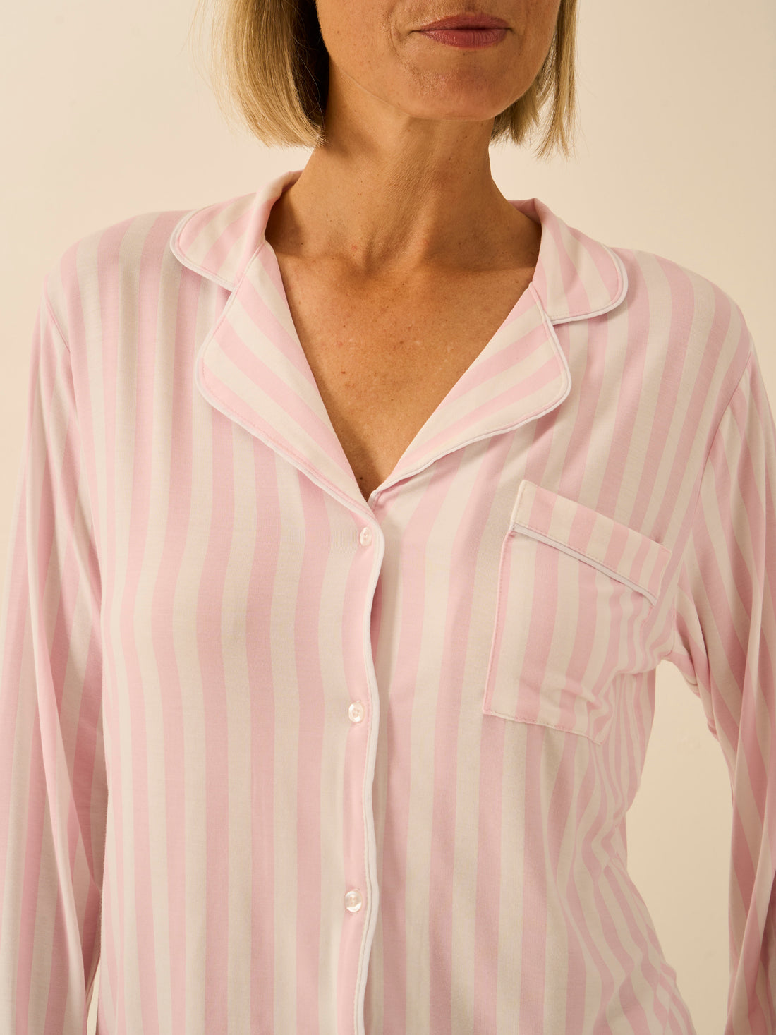Long Pyjama Set - Pale Pink Stripe