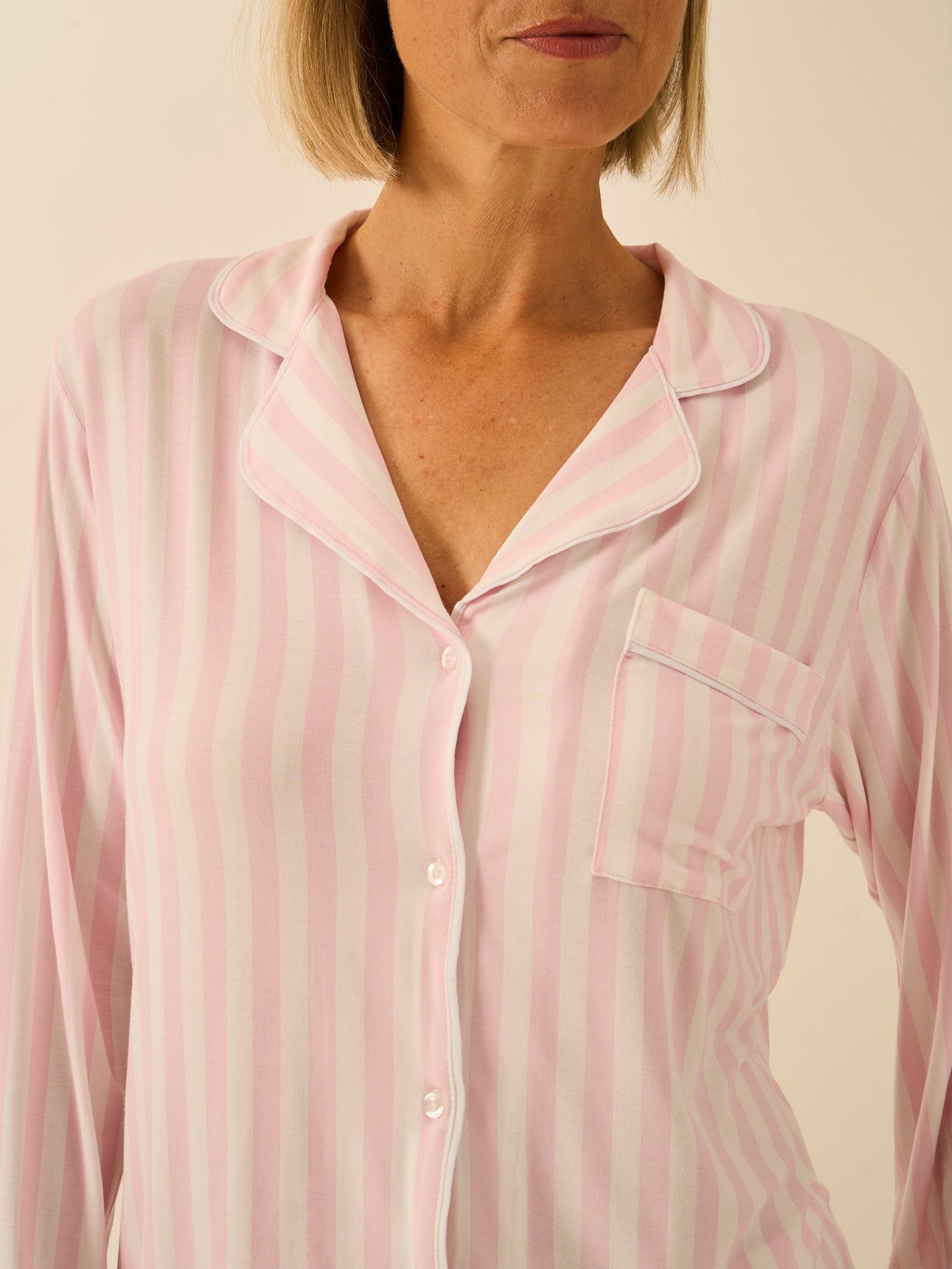 Long Pyjama Set - Pale Pink Stripe