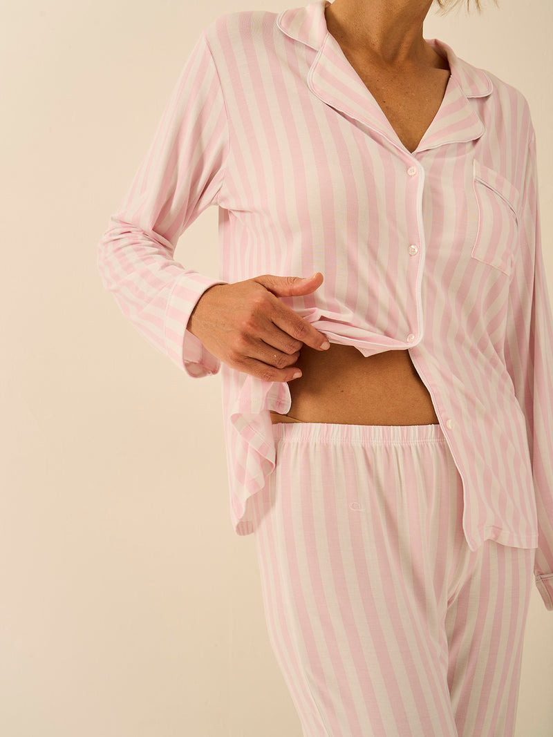 Long Pyjama Set - Pale Pink Stripe