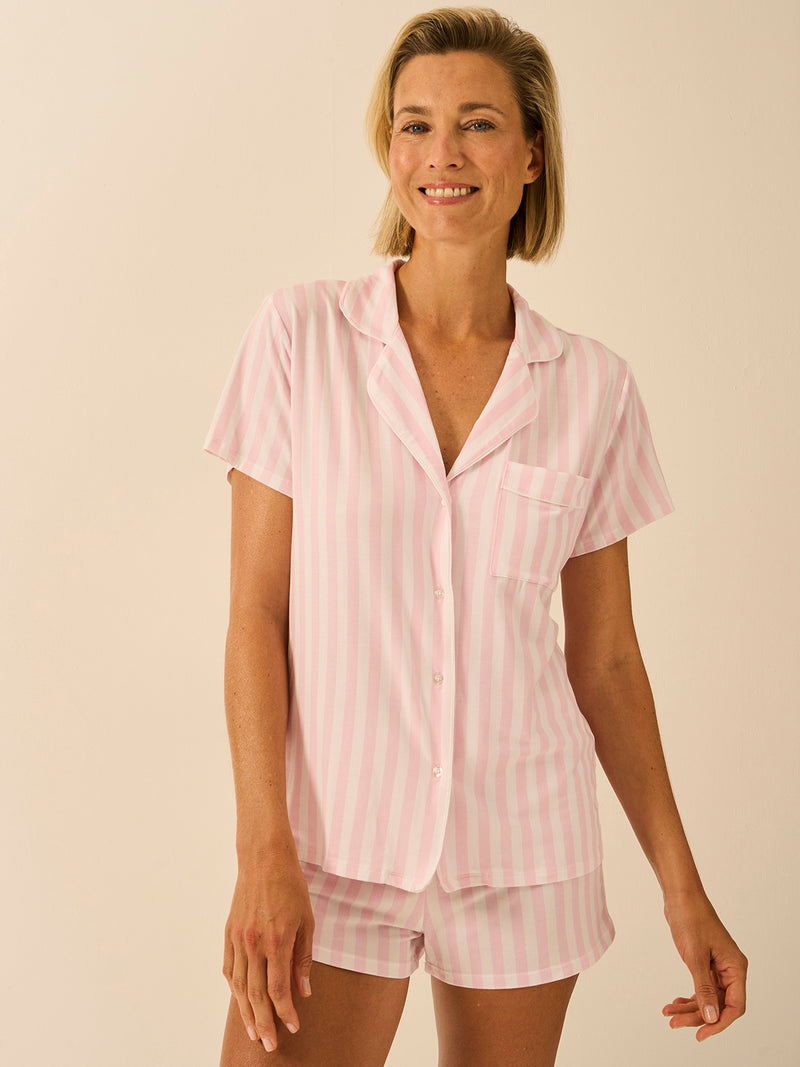 Short Pyjama Set - Pale Pink Stripe