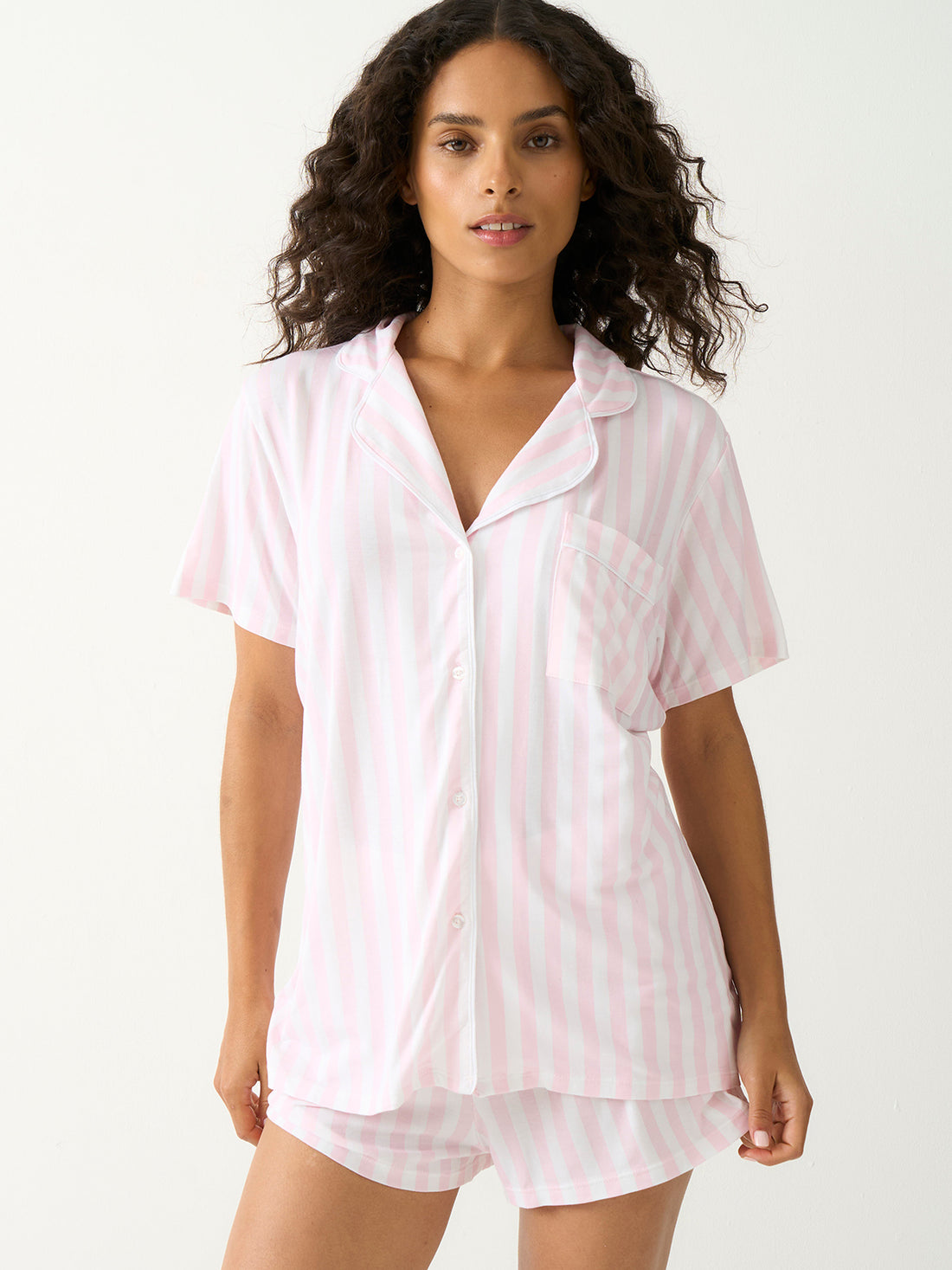 Short Pyjama Set - Pale Pink Stripe