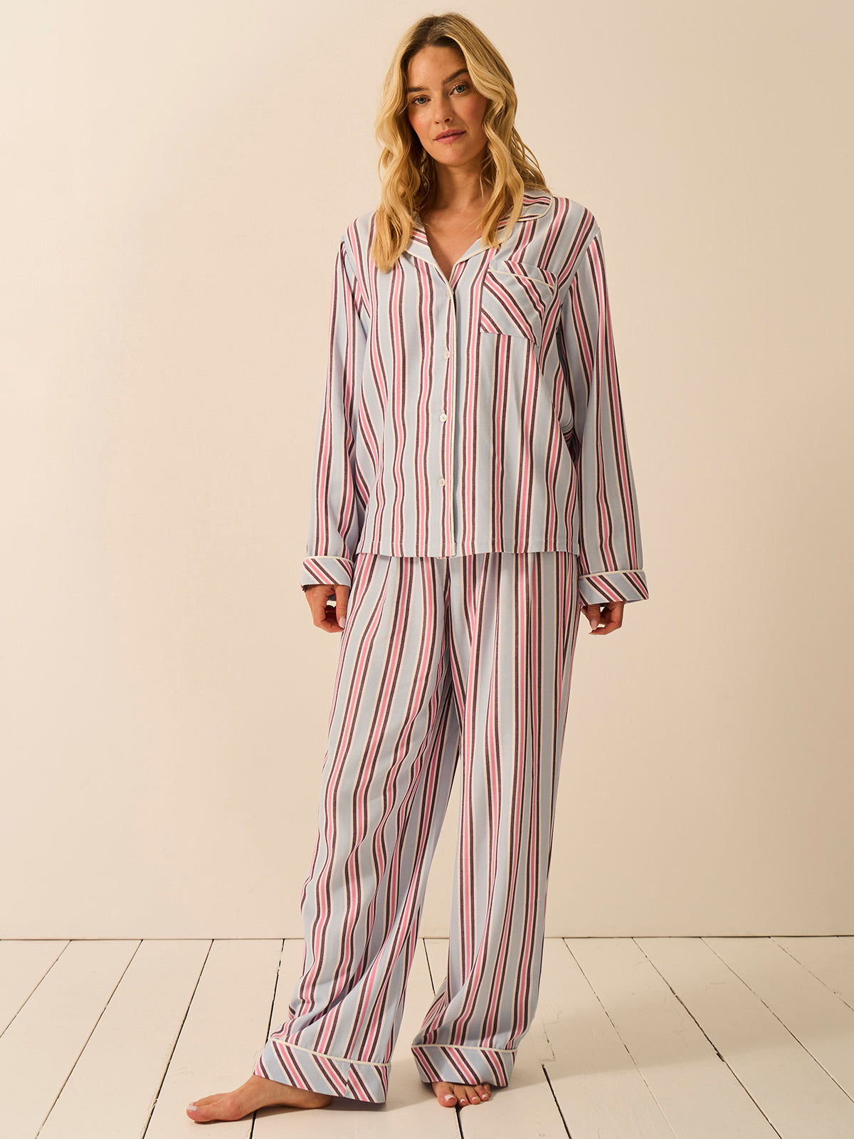 Soft Brushed Woven Pyjama Top - Slumber Stripe (Copy)