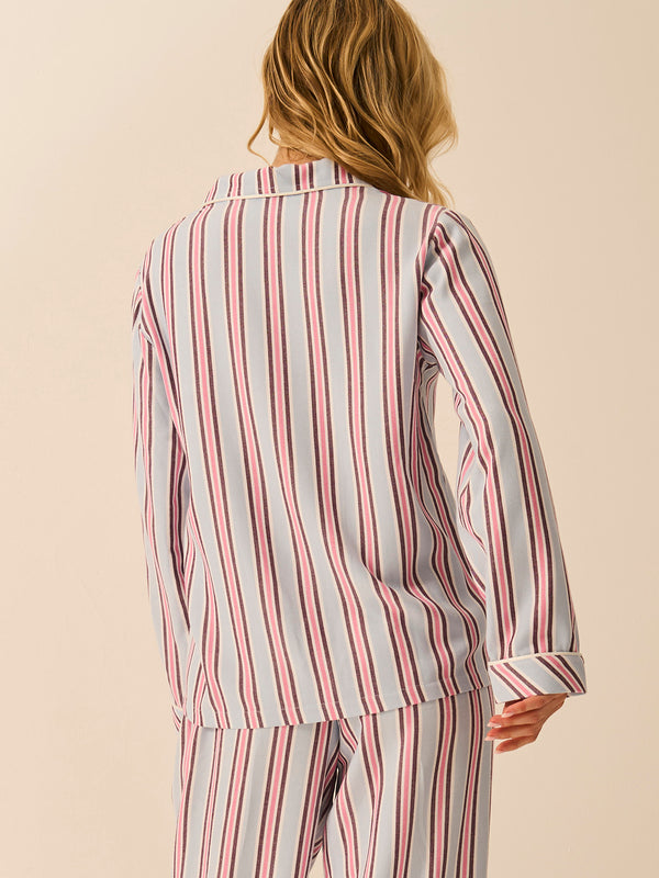 Soft Brushed Woven Pyjama Top - Slumber Stripe