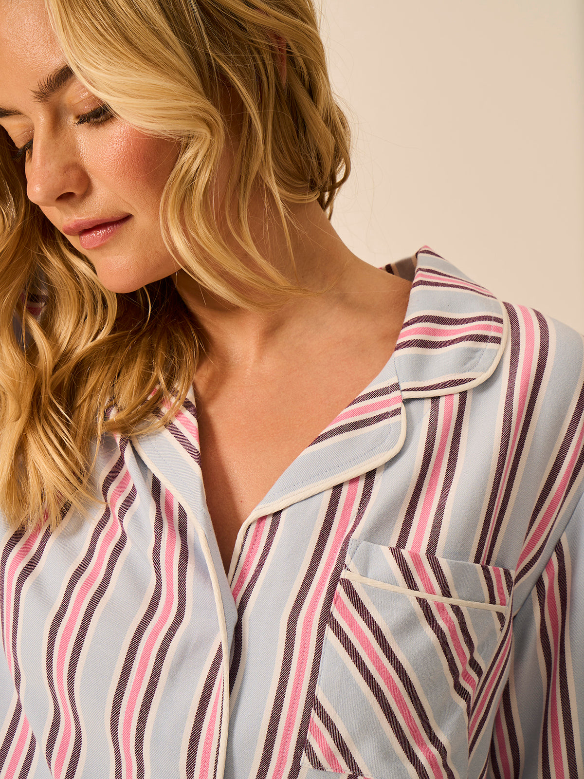 Soft Brushed Woven Pyjama Top - Slumber Stripe (Copy)