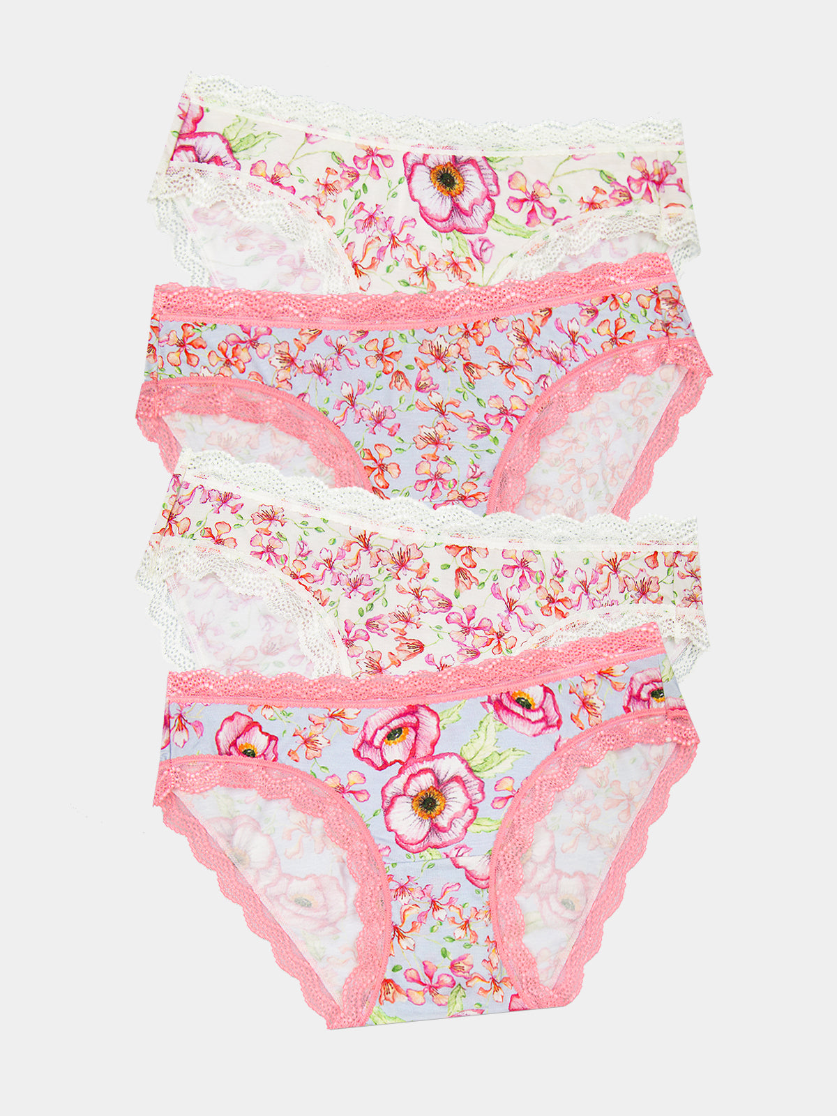 The Original Knicker Four Pack - Pastel Poppy Charming Garment Enterprises Co