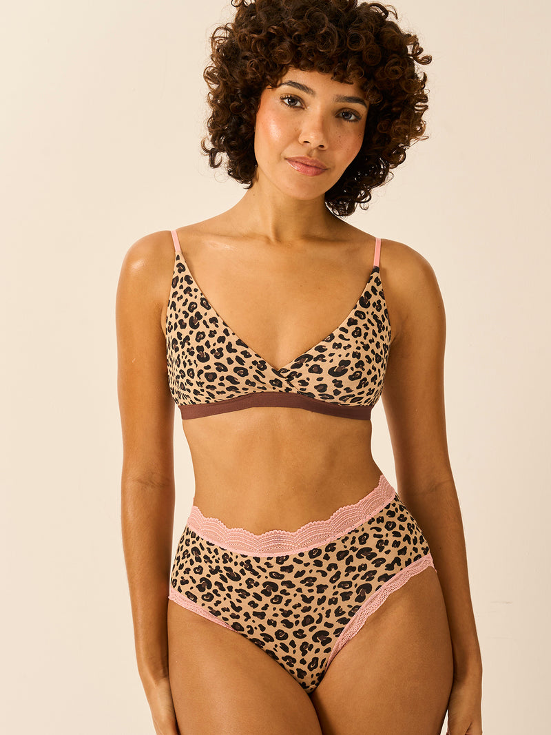 Crossover Bra - Peach Latte Leopard