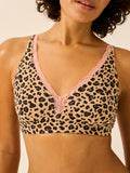 Lace Plunge Bra - Peach Latte Leopard