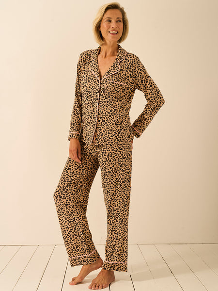 Long Pyjama Set - Peach Latte Leopard