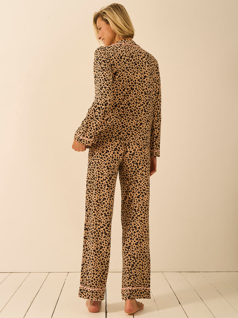 Long Pyjama Set - Peach Latte Leopard