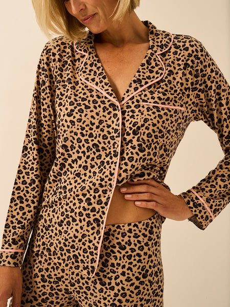Long Pyjama Set - Peach Latte Leopard