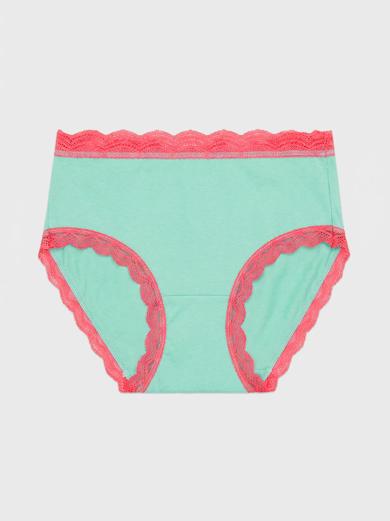 High Rise Knicker - Peppermint & Coral Paradise
