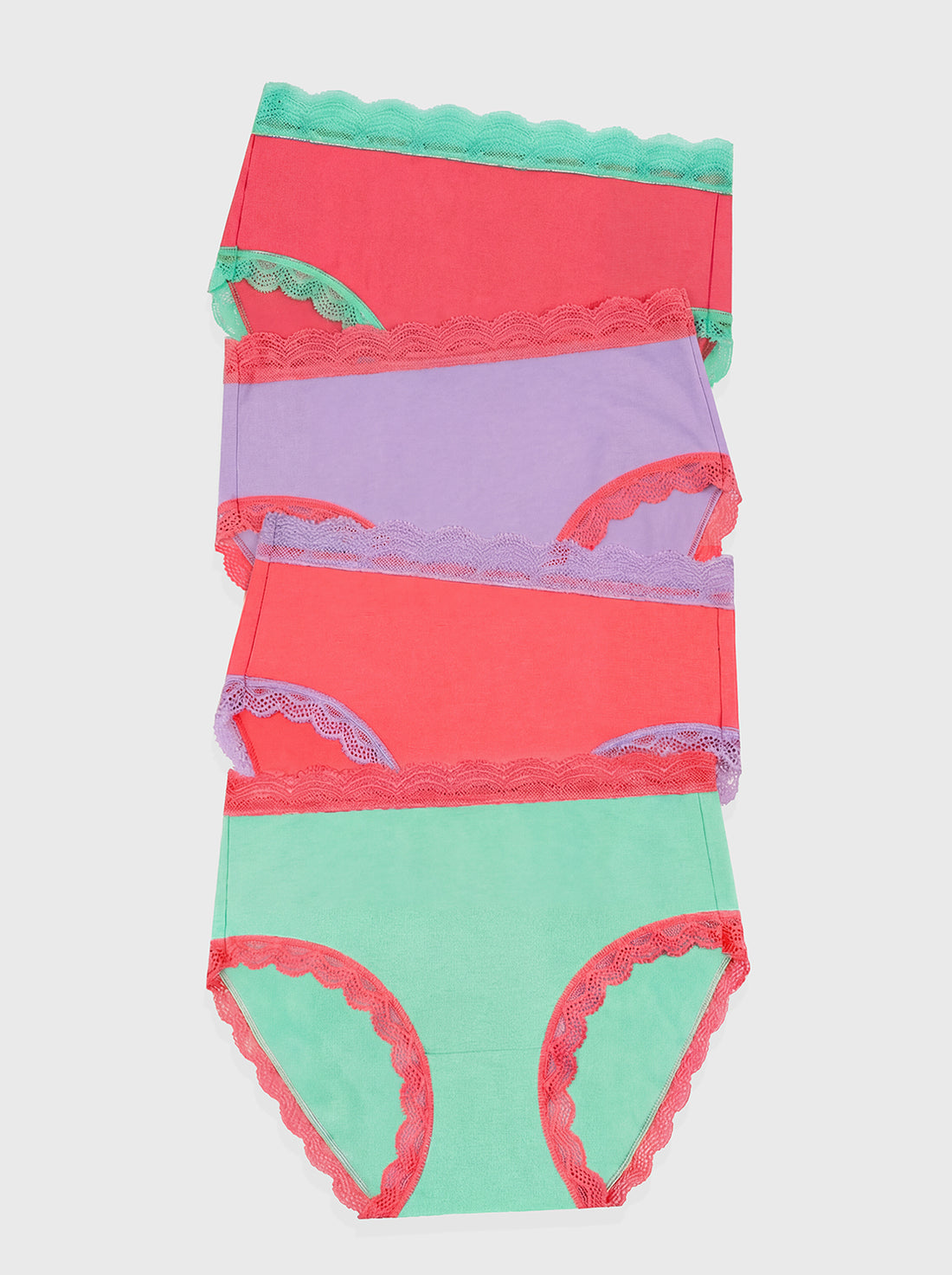 High Rise Knicker Four Pack - Peppermint Crush