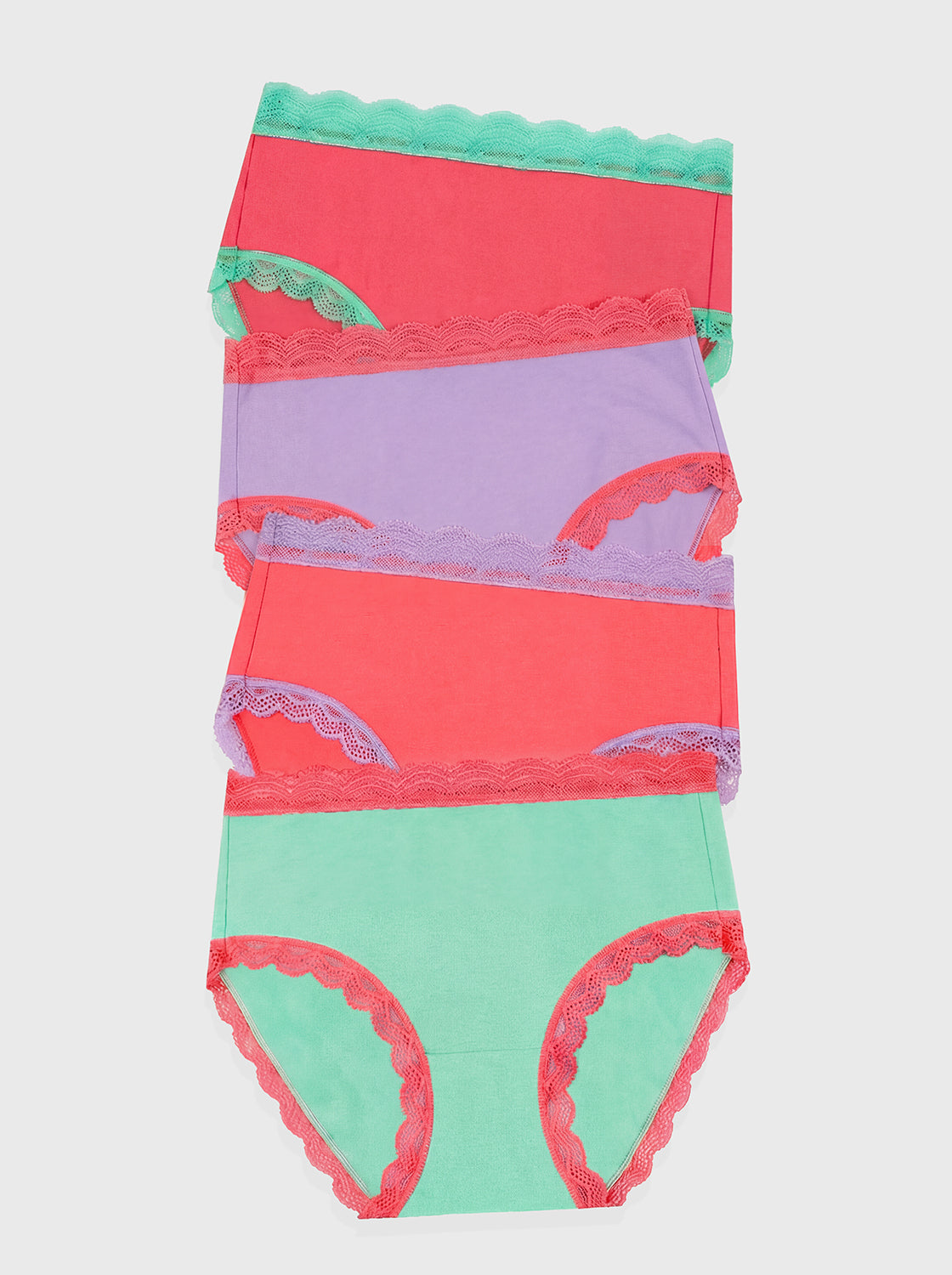High Rise Knicker Four Pack - Peppermint Crush
