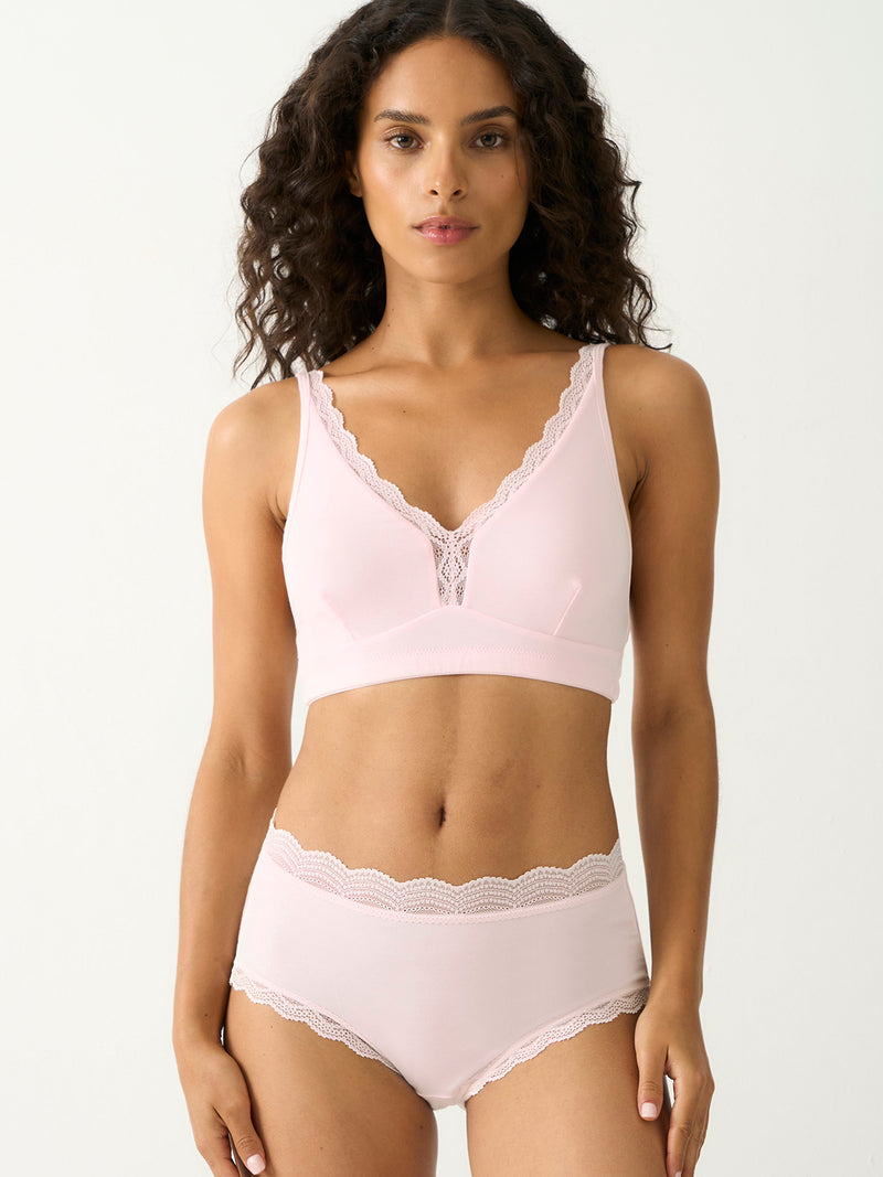 Lace Plunge Bra - Pink-a-boo