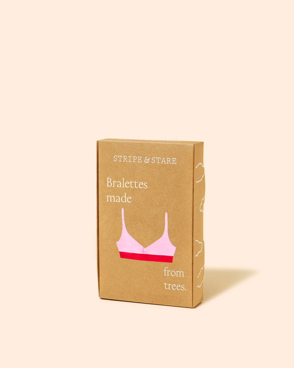 Lace Bralette - Pink and Red Contrast Stripe & Stare