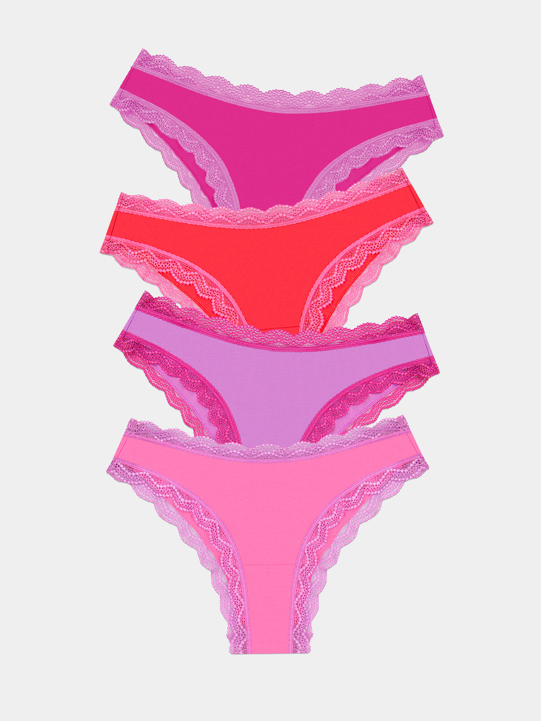 Brazilian Knicker Four Pack - Pink Cosmos Contrast Charming Garment Enterprises Co