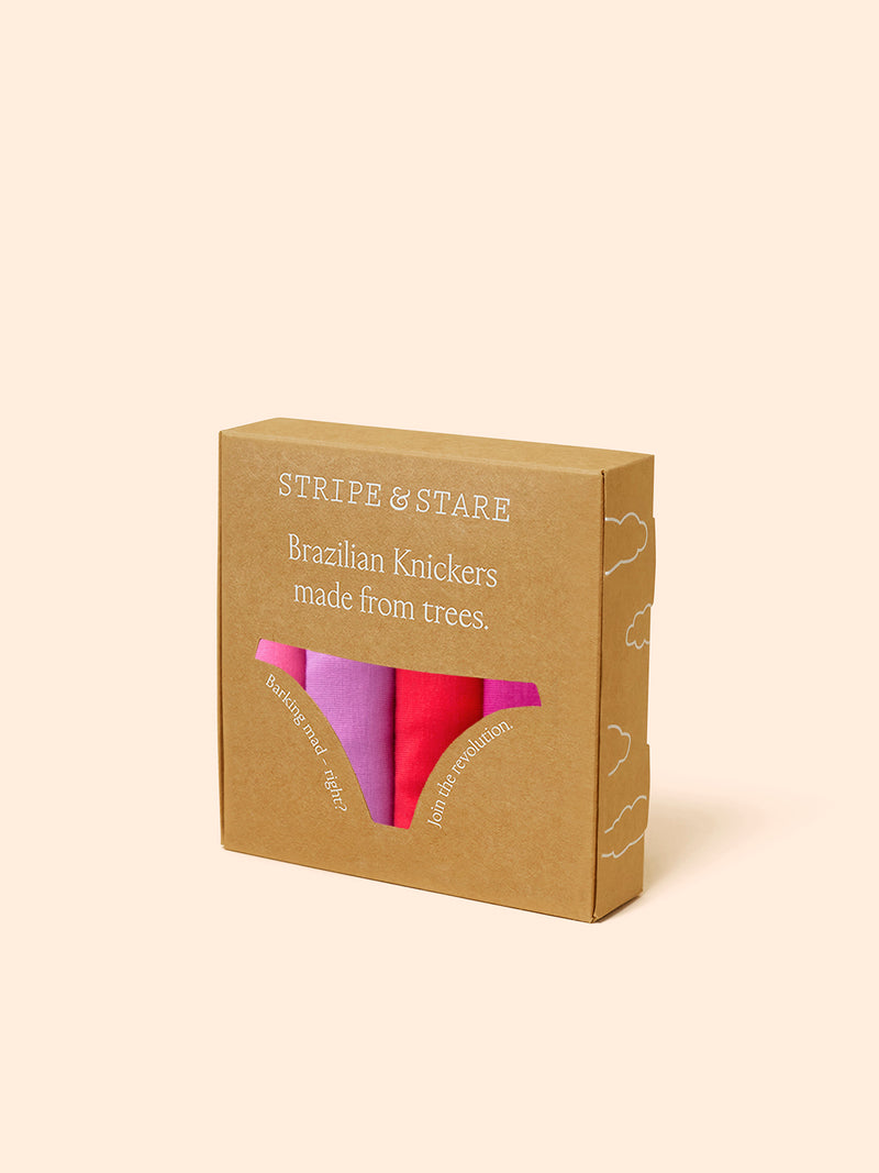 Brazilian Knicker Four Pack - Pink Cosmos Contrast Charming Garment Enterprises Co