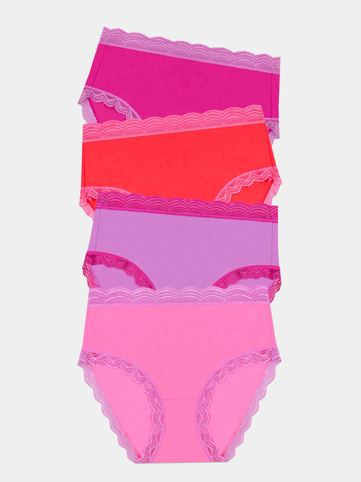 High Rise Knicker Four Pack - Pink Cosmos Contrast Charming Garment Enterprises Co