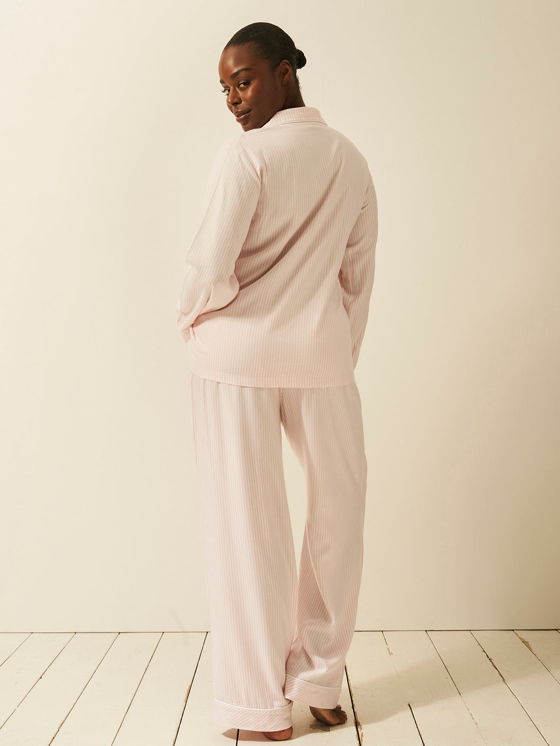 Soft Brushed Woven Pyjama Bottoms - Pink Stripe
