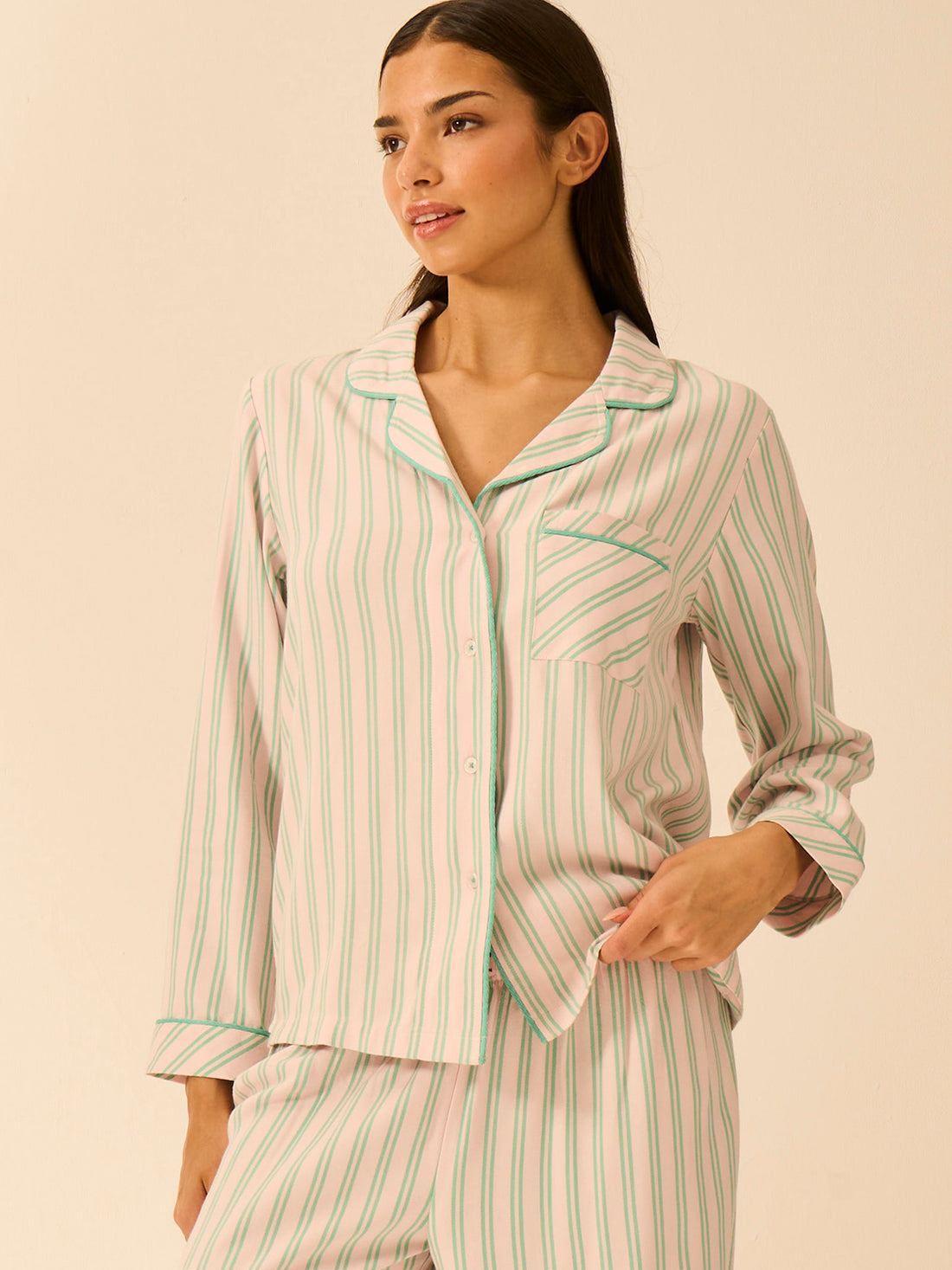 Soft Brushed Woven Pyjama Top - Lady Garden