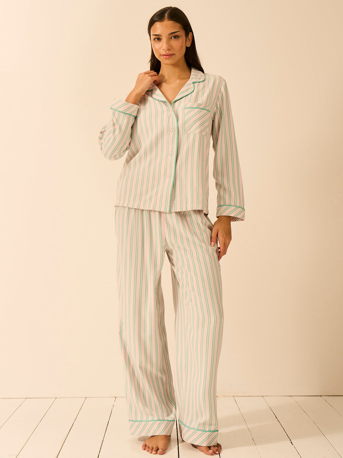 Soft Brushed Woven Pyjama Top - Lady Garden