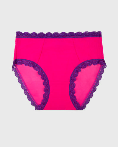 Mesh High Rise Knicker - Raspberry & Purple Mesh Stripe & Stare