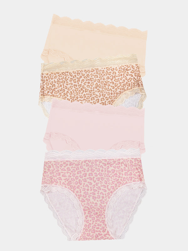 High Rise Knicker Four Pack - Pink-a-Boo Leopard