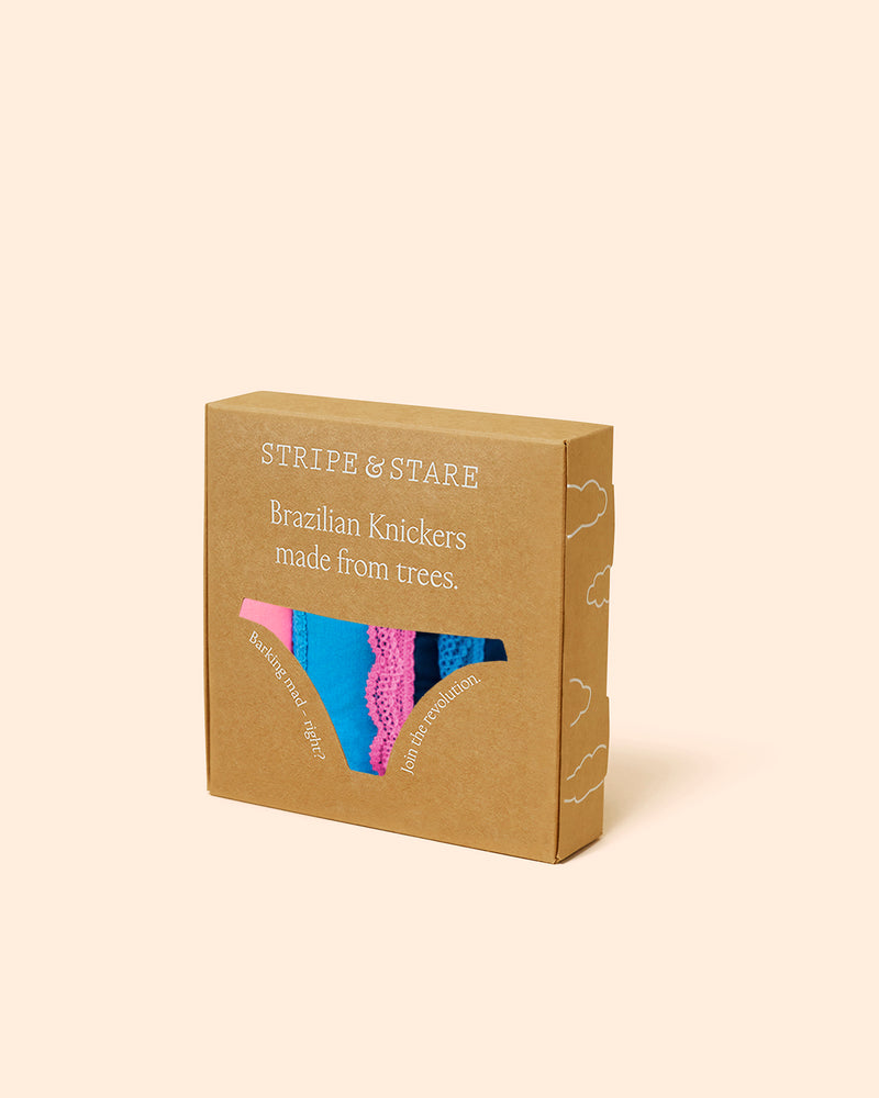 Brazilian Knicker Four Pack - Midnight Neon Pink & Blue | TENCEL™ – Stripe  & Stare