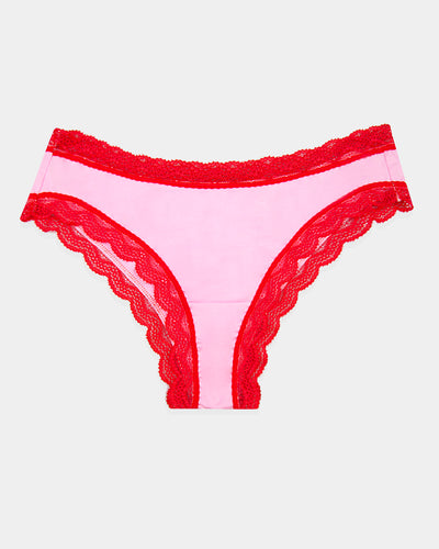 Brazilian Knicker - Pink and Red Contrast Stripe & Stare
