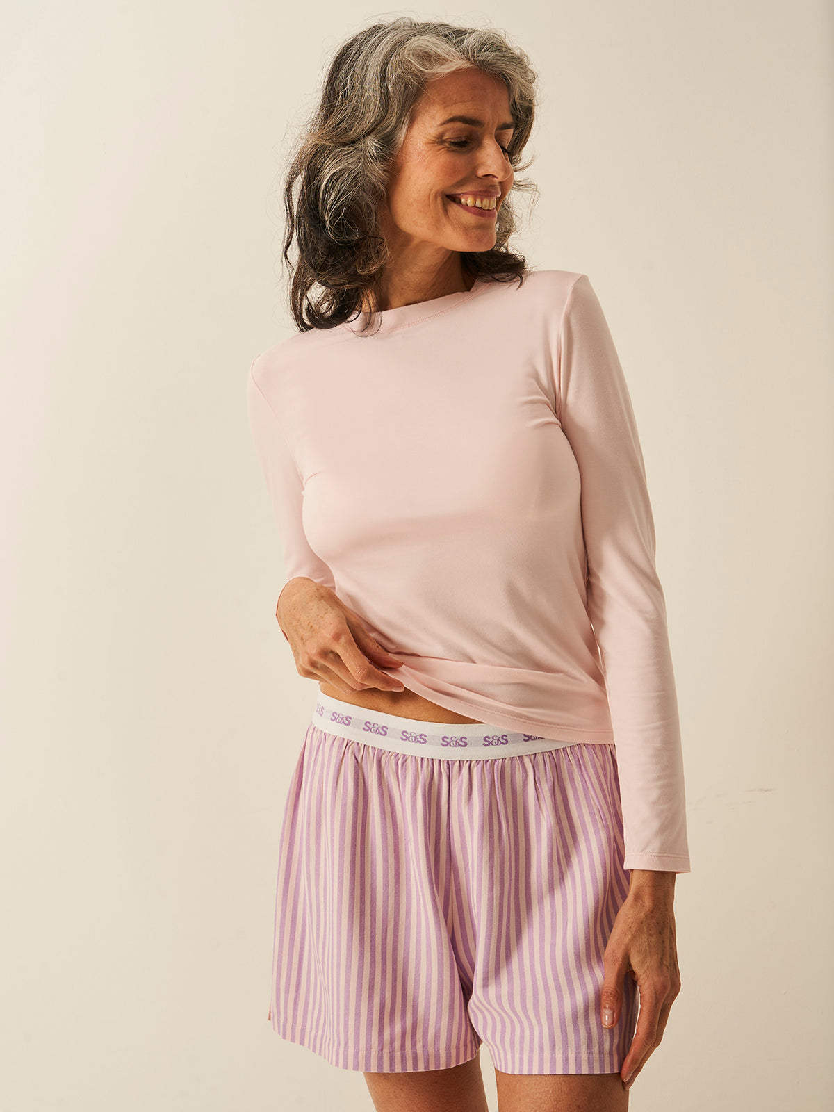 Long Sleeve Under Layer Top - Pale Pink