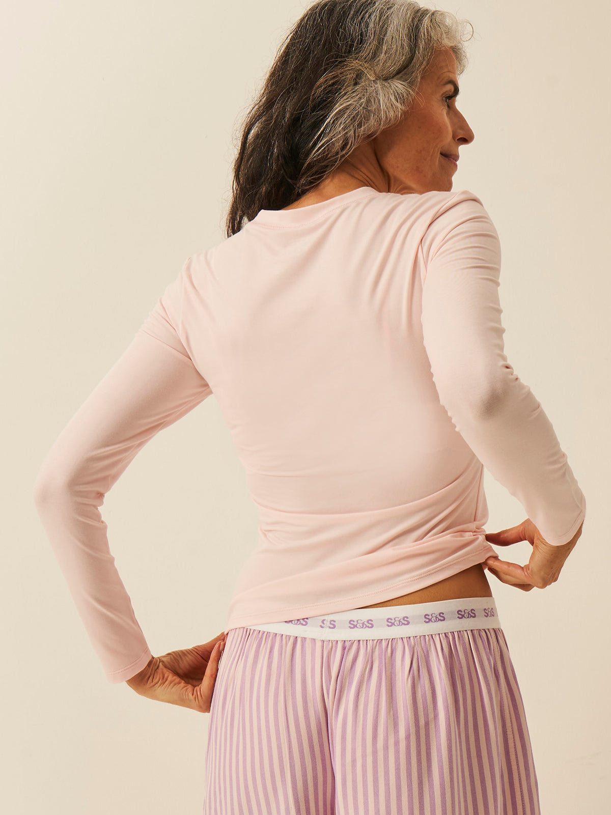 Long Sleeve Under Layer Top - Pale Pink