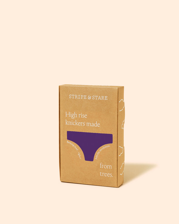 High Rise Knicker - Plum Stripe & Stare