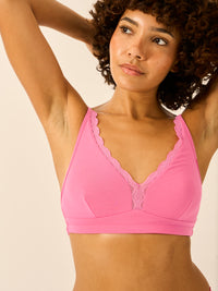 Lace Plunge Bra - Pop Pink