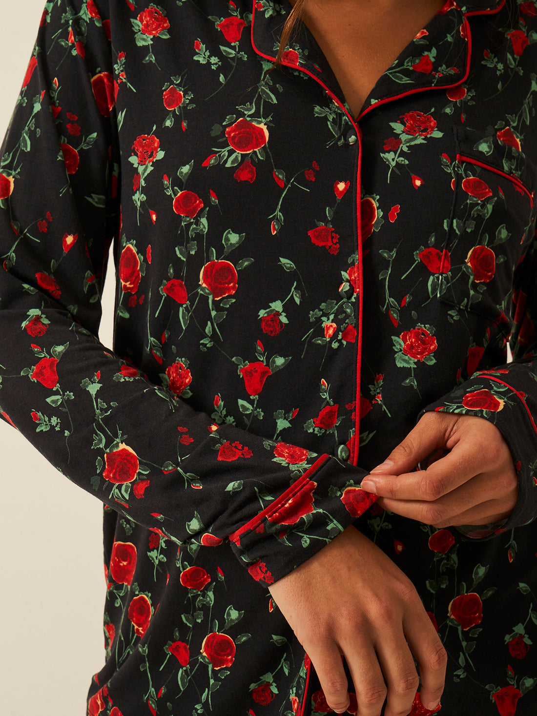 Long Pyjama Set - RIXO Claudia Rose Black