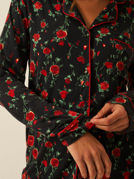 Long Pyjama Set - RIXO Claudia Rose Black Wholegood Inter-United Ltd