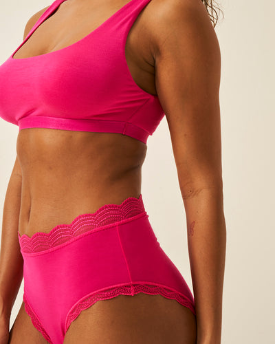 High Rise Knicker - Raspberry Stripe & Stare