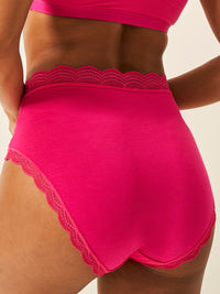 High Rise Knicker - Raspberry Stripe & Stare