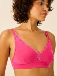 Lace Plunge Bra - Raspberry