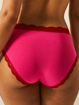 High Rise Knicker - Raspberry and Scarlet