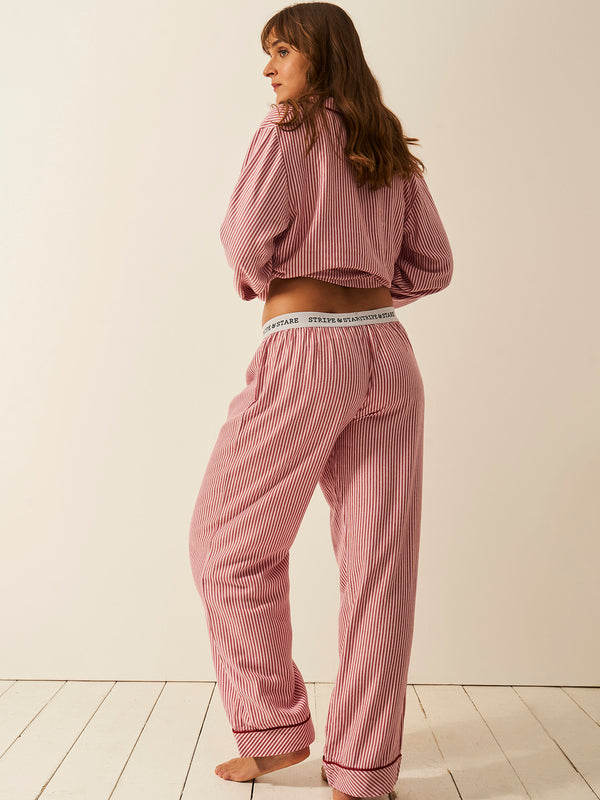 Soft Brushed Woven Pyjama Bottoms - Red Stripe