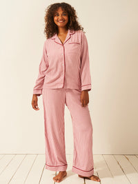 Soft Brushed Woven Pyjama Bottoms - Red Stripe Anjos & Lourenco
