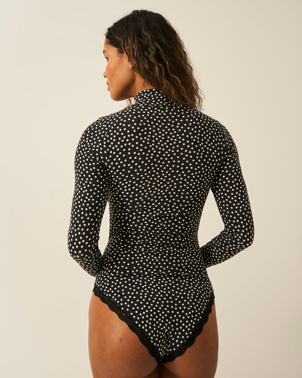 The Polo Bodysuit - RIXO Mini Polkadot Stripe & Stare